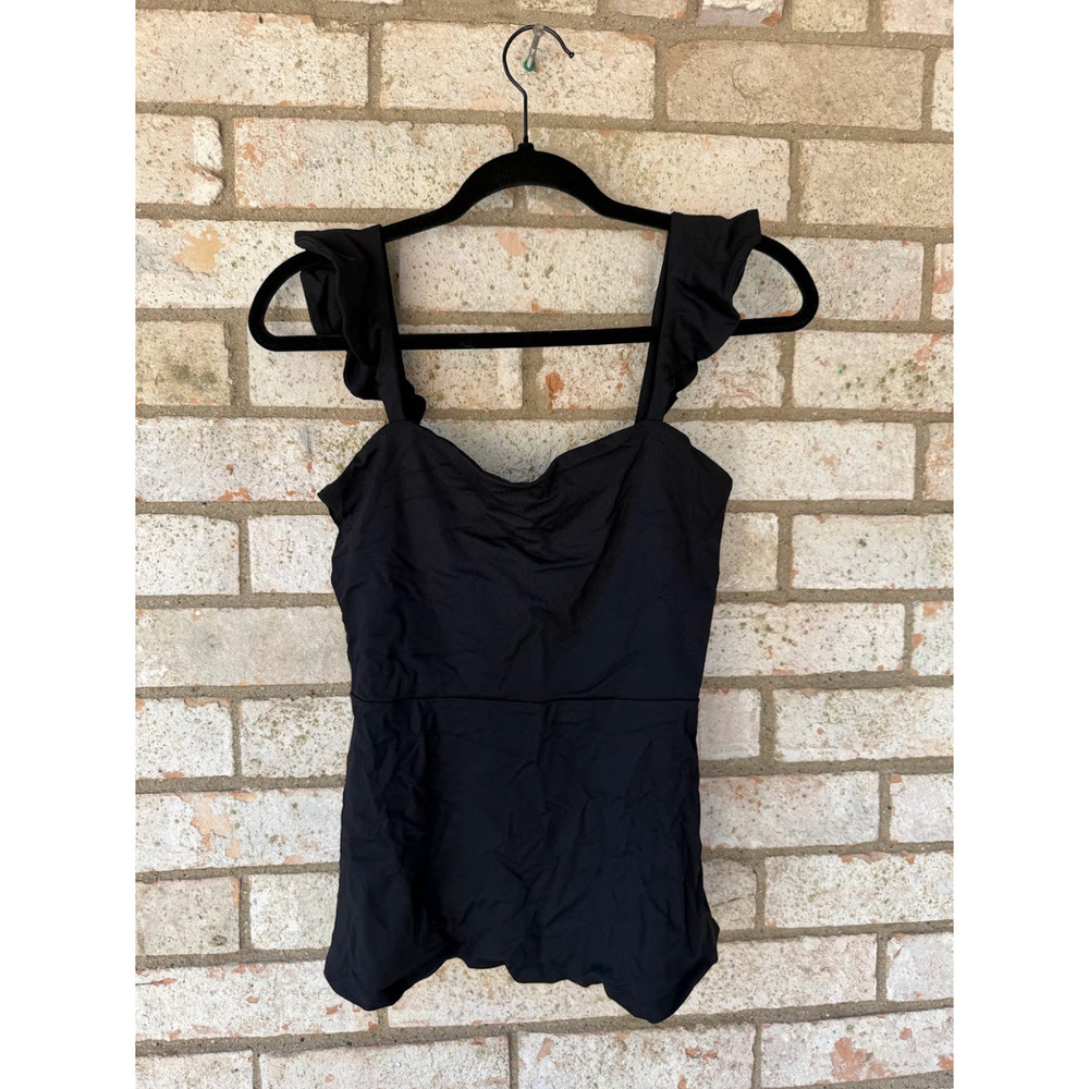 Susana Monaco Women’s Black Ruffle Tank Top Size Medium NWT